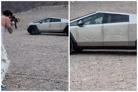 Tesla Cybertruck blasted by another firearm to prove.